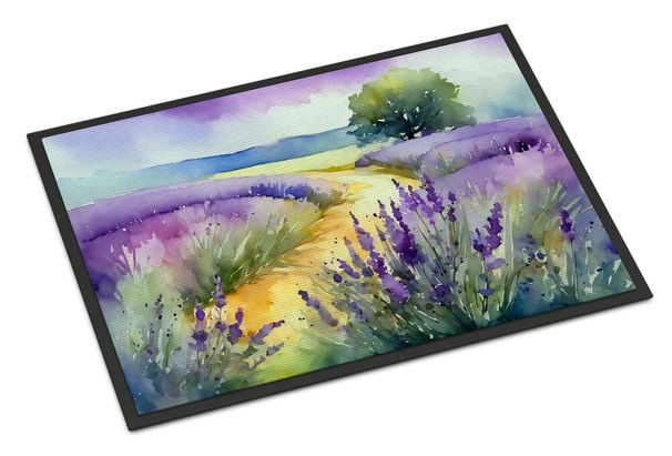 Lavender In Watercolor Doormat Front Door Mat Indoor Outdoor Rugs For Entryway, Non Slip Washable Low Pile, 24H X 36W_maomaolike.com