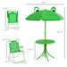 Folding Kids Table And Chair Set, Picnic Table With Frog Pattern Removable & Height Adjustable Sun Umbrella For Garden, Backyard, Green_maomaolike.com