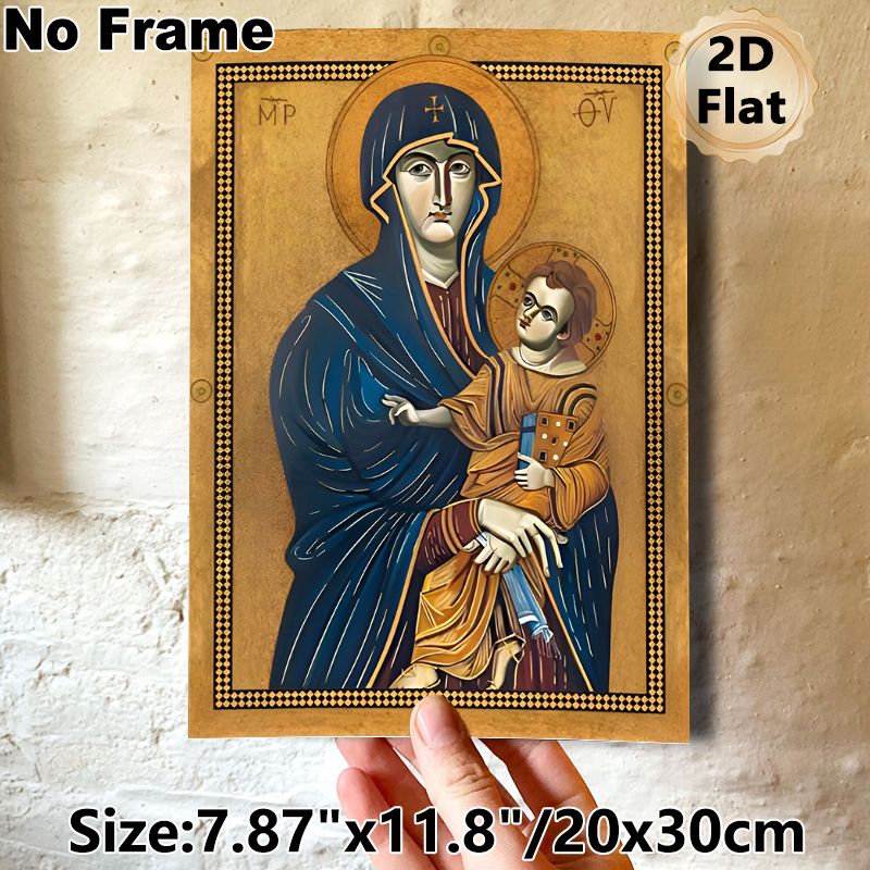 Religious Icon Virgin Mary And Child Painting Poster, Traditional Byzantine-style Sacred Figure Poster, Serene Spiritual Artwork Ideal For Home Prayer_maomaolike.com