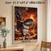 Death Tarot Card Painting Poster, Dark Gothic Dramatic Skeleton Knight On Horse With Erupting Volcano Poster, Mysterious Tarot-inspired Decor Ideal_maomaolike.com