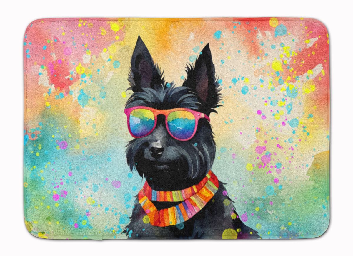 Scottish Terrier Hippie Dawg Memory Foam Kitchen Mat Machine Washable Anti-Fatigue Mat Cushion Comfort Bath Mat Or Kitchen Rug_maomaolike.com
