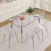 Table And Chair Set.51 * 31.5 Inch Silver Leg Glass Dining Table With 6 Transparent Dining Chairs: A Stylish Combination That Showcases Elegant Style._maomaolike.com