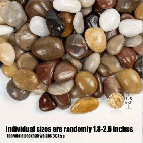 38lbs Decorative Garden Stone Outdoor Landscaping, Walkways, Yard, 1-3 Inch Large Polished River Rocks For Plants Pots, Vases, Crafts_maomaolike.com
