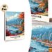 Vancouver Canada Cityscape Painting Poster, Vibrant Retro Travel Style Poster, Scenic Coastal Urban Scene With Fall Foliage & Snow-capped Mountains_maomaolike.com