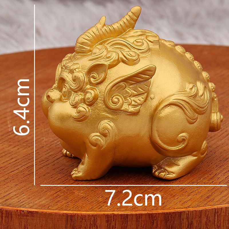 Gold-Plated Cute Chubby Unicorn Pixiu Home Office Desktop Decoration Metal Ornament Craft_maomaolike.com