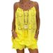 Women's temperament elegant sleeveless drawstring ruffled hollow camisole shorts suit_maomaolike.com