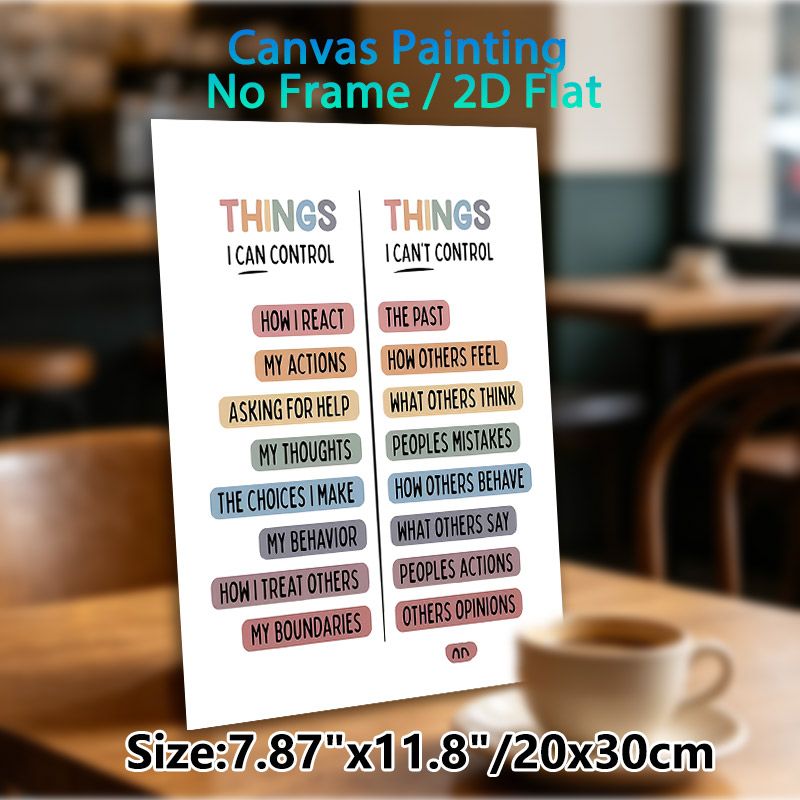 Things I Can & Can't Control Guide Painting Poster, Soft Color Block Typographic Poster, Practical Mental Wellness Reminder Ideal For Home Office_maomaolike.com