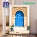 Moroccan Blue Door Painting Poster, Vintage Bohemian Ethnic Style Poster, Exotic Architectural Charm Ideal For Living Room, Hallway, Bohemian-inspired_maomaolike.com
