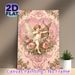 Cupid Themed Painting Poster, Vintage Romantic Floral Poster, Delicate Cupid With Bow Set In Ornate Heart Frame With Pink Roses, Elegant Romantic_maomaolike.com