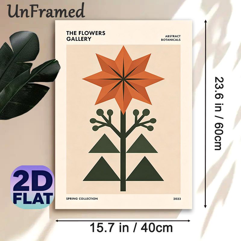 Abstract Botanical Flower Painting Poster, Minimalist Geometric Warm-toned Floral Poster, Understated Artistic Decor Ideal For Living Room, Bedroom Or_maomaolike.com
