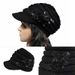Hot Sale Womens Cable Visor with Flower Accent women Knit Beret Baggy Beanie Cap Hat_maomaolike.com