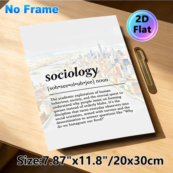 Sociology Definition Painting Poster, Witty Watercolor Cityscape Poster, Humorous Academic Definition Decor Ideal For Study Rooms, Offices_maomaolike.com