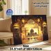 Islamic Mosque & Desert Camel Caravan Painting Poster, Warm-hued Traditional Oriental Scenery Poster, Serene Cultural Decor Ideal For Living Room_maomaolike.com