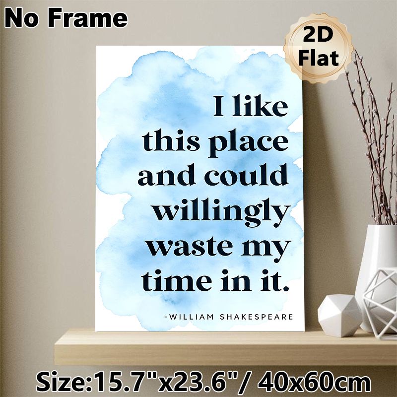 Shakespeare Quote Painting Poster, Soft Watercolor Style Poster, Light Blue Watercolor Backdrop With Classic Typographic Quote, Warm Relatable Wall_maomaolike.com