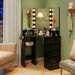Corner Vanity Desk With 3-Color LED Lighted Mirror And Power Outlet_maomaolike.com