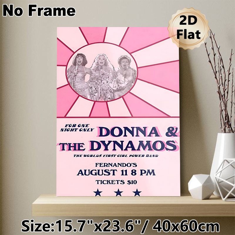 Donna & The Dynamos Themed Painting Poster, Vintage Retro Pink-hued Live Show Scene Poster, Nostalgic Band-inspired Decor Ideal For Home, Music Room_maomaolike.com