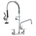VEVOR Commercial Faucet With Pre-Rinse Sprayer, 25" Height, 8" Center, 12" Swing Spout, Wall Mount Kitchen Sink Faucet, Brass Constructed Device With Pull Down Spray, For 1/2/3 Compartment Sink_maomaolike.com