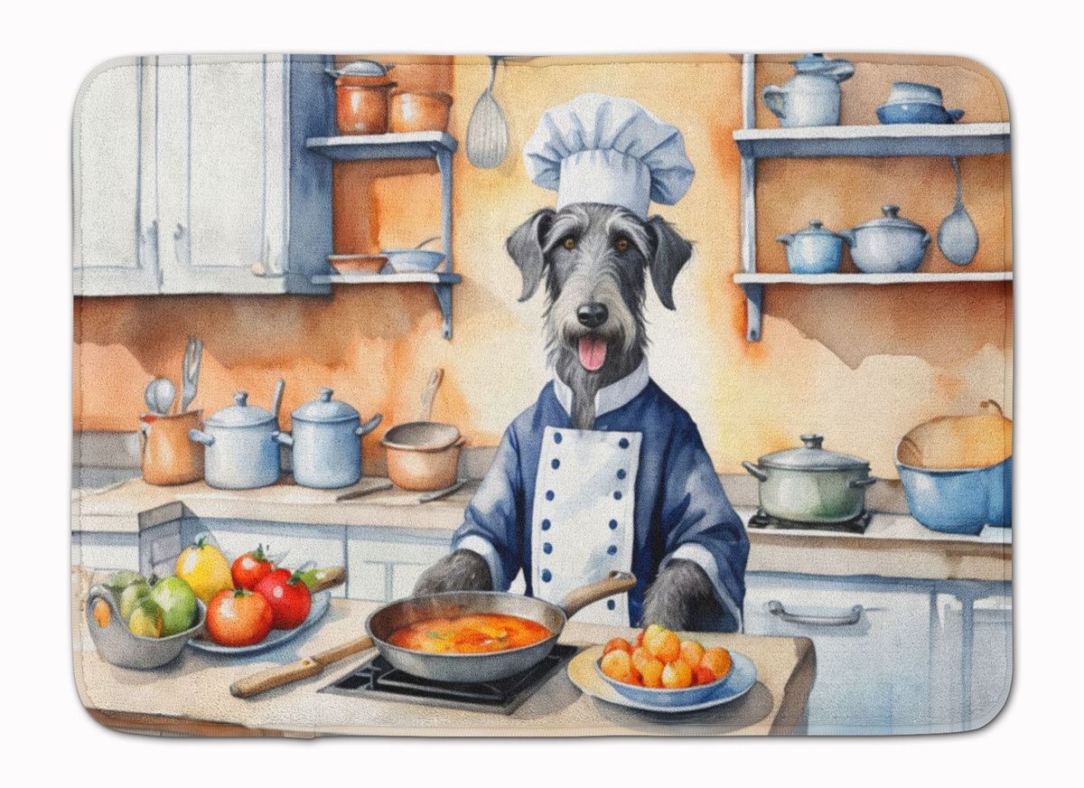 Scottish Deerhound The Chef Memory Foam Kitchen Mat Machine Washable Anti-Fatigue Mat Cushion Comfort Bath Mat Or Kitchen Rug_maomaolike.com