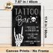Tattoo Bar Themed Painting Poster, Dark Watercolor Style Skull & Skeleton Hand Poster, With Clear Tattoo Application Steps, Ideal For Party, Tattoo_maomaolike.com