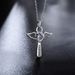 Fine 925 Sterling Silver Angel Noble Crystal Cross Pendants Necklace For Women Luxury Party Wedding Jewelry Christmas_maomaolike.com