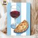 Wine & Empanada Themed Painting Poster, Vibrant Artistic Style Poster, Showcases Red Wine Glass With Golden Empanada, Adds Cozy Culinary Touch Ideal_maomaolike.com