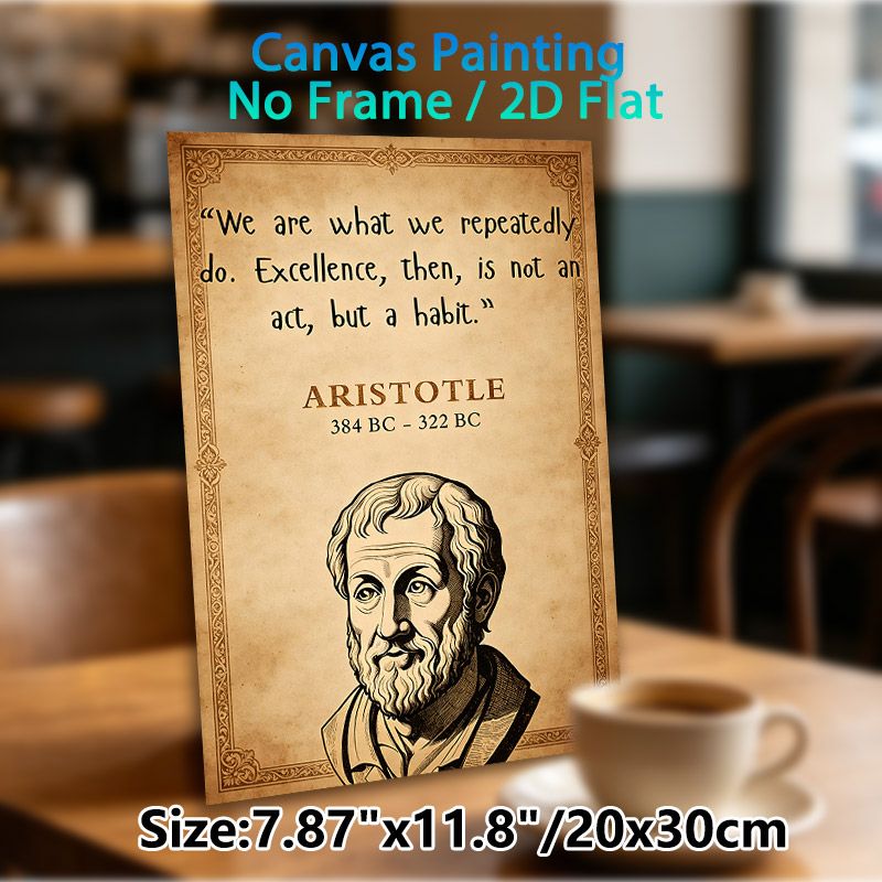 Aristotle Inspirational Quote Painting Poster, Vintage-style Portrait & Motivational Slogan Poster, Thought-provoking Decor Ideal For Home Office_maomaolike.com