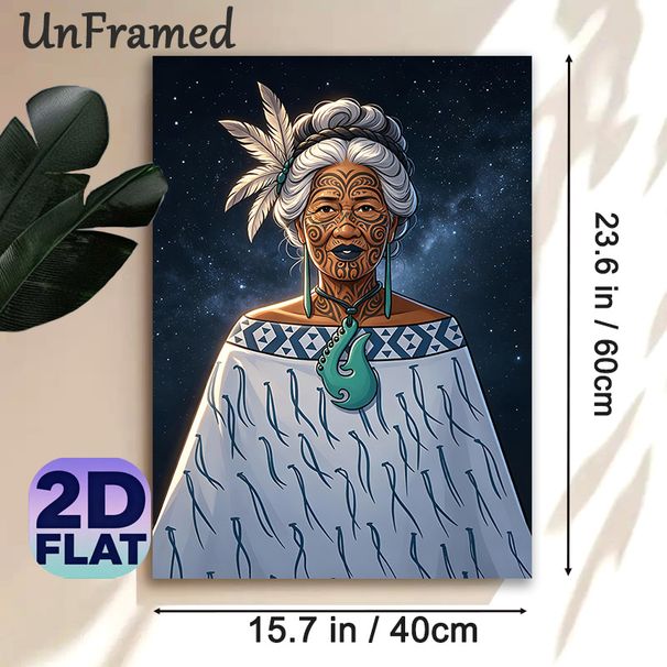Maori Elderly Woman Painting Poster, Vibrant Traditional Tribal Tattoo Art Poster, Cultural Artistic Decor Suitable For Home, Living Room And Cultural_maomaolike.com