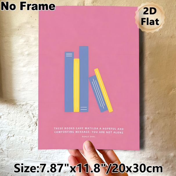 Inspirational Book Themed Painting Poster, Minimalist Colorful Stylized Blue & Yellow Books Poster, Warm Comforting Message Ideal For Home Reading_maomaolike.com