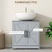 Farmhouse Pedestal Sink Storage Cabinet, Bathroom Sink Cabinet With 2 Barn Doors And Adjustable Shelf, Dark Gray_maomaolike.com