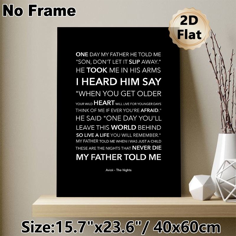 Father's Inspirational Lyric Painting Poster, Minimalist Black & White Typographic Poster, Thought-provoking Motivational Words, Ideal For Bedroom_maomaolike.com