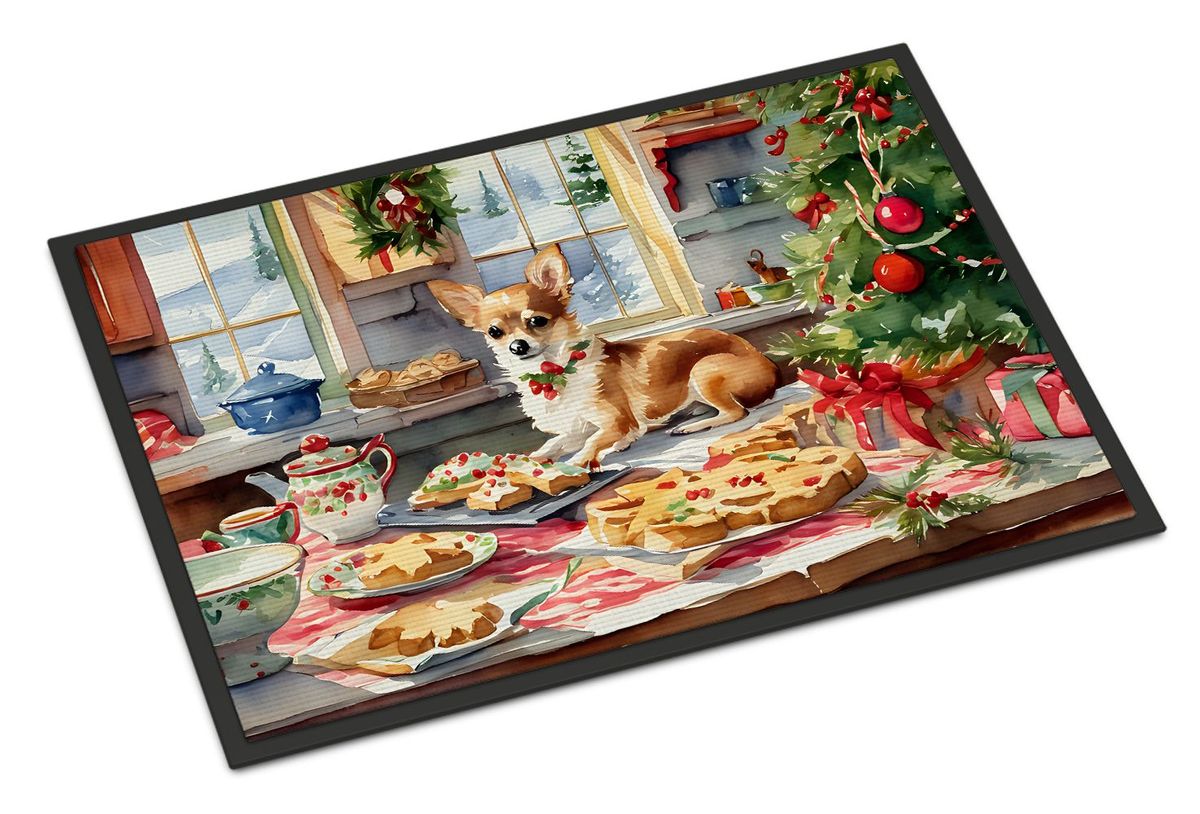 Chihuahua Christmas Cookies Doormat Front Door Mat Indoor Outdoor Rugs For Entryway, Non Slip Washable Low Pile, 24H X 36W_maomaolike.com