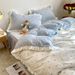 Ins Girl Heart Korean Style Thickened Warm Coral Milk Fleece Four-Piece Set Ruffled Winter French Velvet Bed Skirt_maomaolike.com