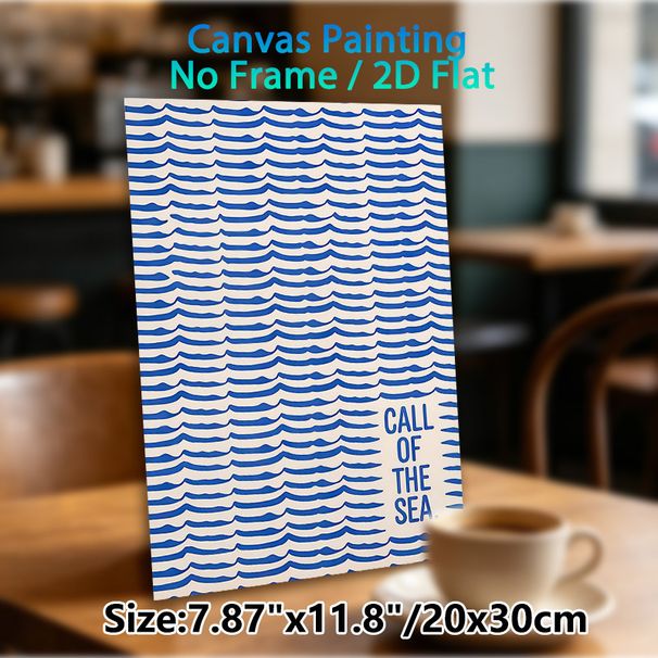Sea Wave Themed Painting Poster, Minimalist Blue Wavy Line Pattern Poster, Calming Ocean-inspired Decor Ideal For Living Room, Bedroom And_maomaolike.com