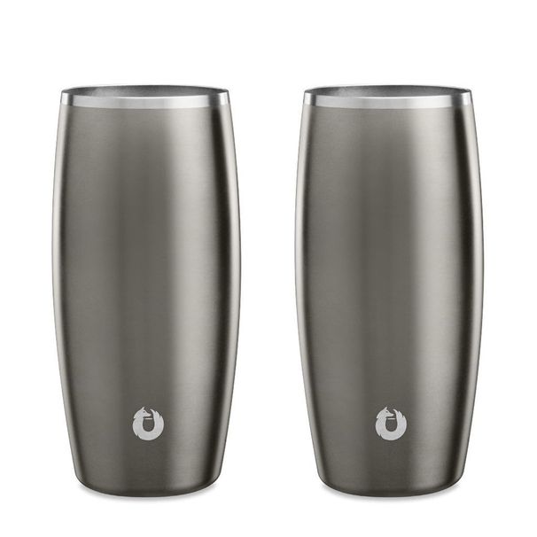 Stainless Steel Beer Glass Set, Set Of 2 - Olive Grey_maomaolike.com