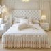 Lace Trim Single Piece Quilted Style Sheet All-Season Cover With Edge Bed Skirt Three-Piece Set_maomaolike.com