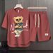 Men's Clothing 2024 Waffle Casual Summer Suit Men's Loose Teen Short sleeved T shirt Shorts Handsome Two piece Suit_maomaolike.com