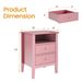 Fluted Night Stand Set Of 2, Wide Nightstand With 2 Drawers, 23" Tall Wood End Table With Storage, Modern Bedside Table With Golden Handle For Bedroom Living Room, Home Office, Pink_maomaolike.com