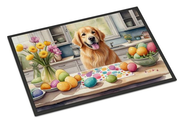 Decorating Easter Golden Retriever Doormat Front Door Mat Indoor Outdoor Rugs For Entryway, Non Slip Washable Low Pile, 24H X 36W_maomaolike.com