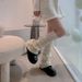 Pocket Heart Hollow trumpet knit slimming wide leg warmers y2k niche leg warmers_maomaolike.com