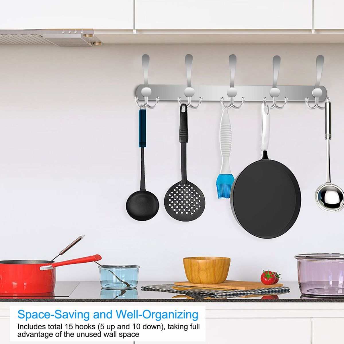 Wall Mount Coat Hook 15 Hooks Stainless Steel Clothes Hangers Rack Robe Hat Towels Hook Coat Rack Hook_maomaolike.com