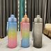 1000ml gradient color large capacity plastic water cup frosted outdoor gym sports water bottle_maomaolike.com