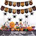 Happy Halloween Banner And Hanging Spider Garland Trick Or Treat Banner Sign Happy Halloween Paper Banner For Halloween Party Decorations_maomaolike.com