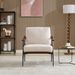 Modern Accent Chair, Mid Century Modern Accent Chairs, Linen Fabric Arm Chair With Wood Armrests, Upholstered Leisure Chair For Living Room, Bedroom, Reception Room, White_maomaolike.com