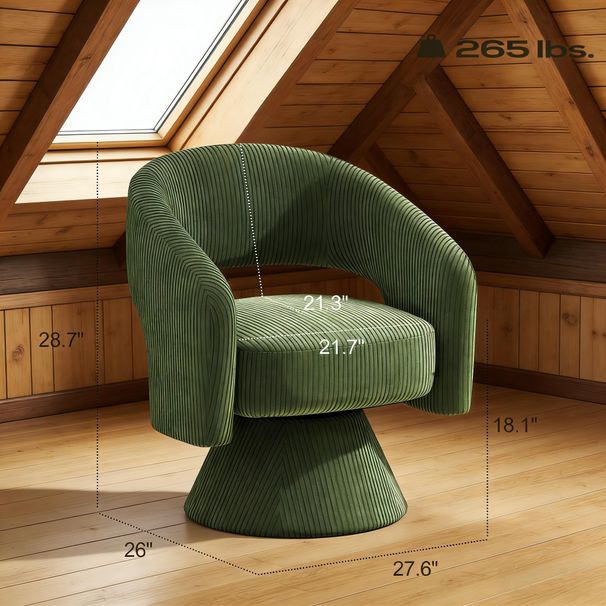 Green Swivel Barrel Accent Chair, Modern Upholstered Living Room Chair_maomaolike.com