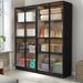 Display Cabinet With Glass Doors, Tall Storage Cupboard, Freestanding Curio Display Cabinet With 4-Tier Storage Shelves For Collectibles, Living Room, Home Office_maomaolike.com