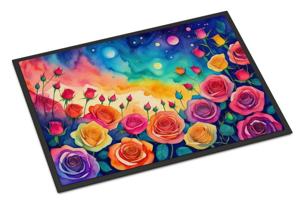 Roses In Color Doormat Front Door Mat Indoor Outdoor Rugs For Entryway, Non Slip Washable Low Pile, 24H X 36W_maomaolike.com