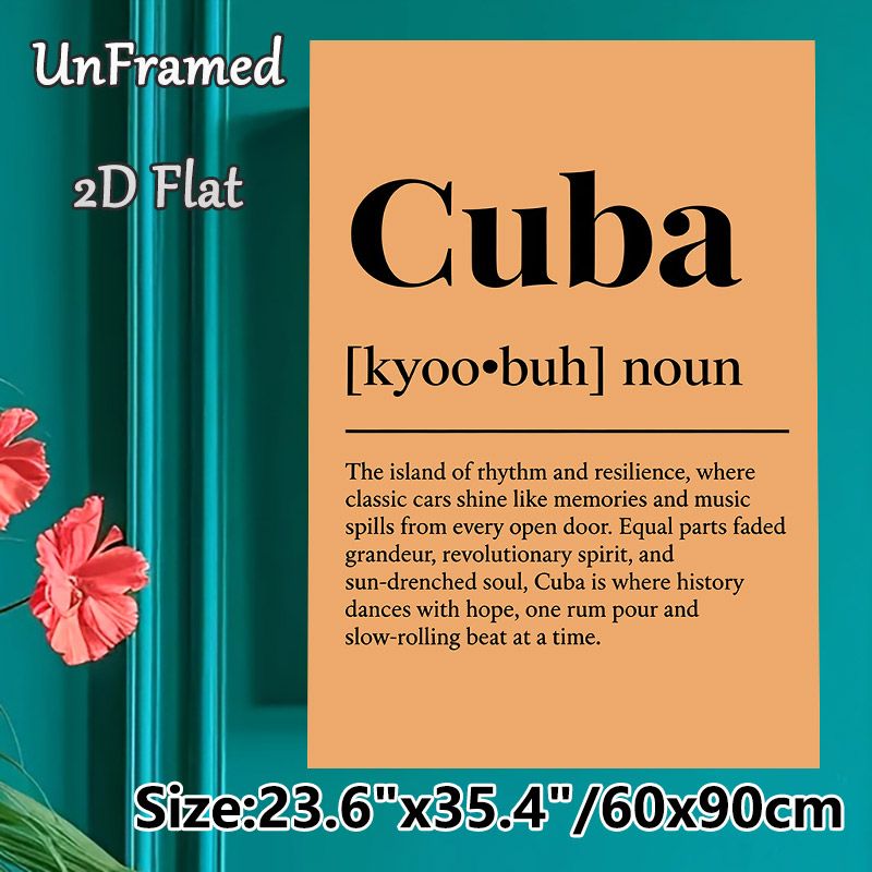 Cuba Definition Painting Poster, Warm-toned Typographic Poster, Showcases Rich Cuban Cultural Charm, Ideal For Living Room, Study And Home Wall Decor_maomaolike.com