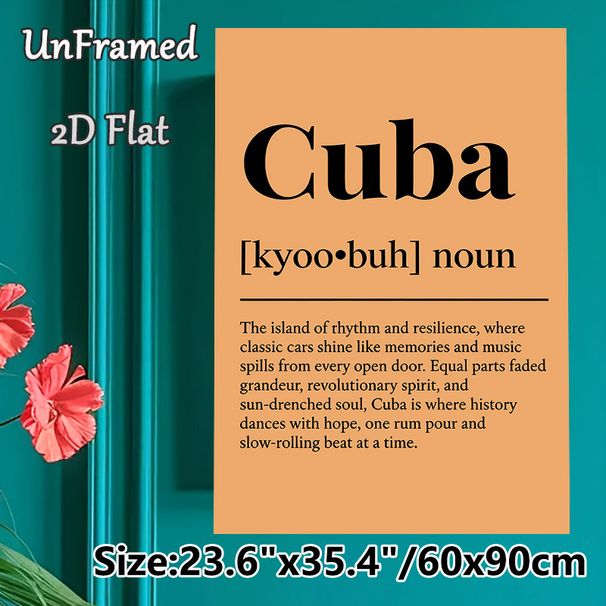 Cuba Definition Painting Poster, Warm-toned Typographic Poster, Showcases Rich Cuban Cultural Charm, Ideal For Living Room, Study And Home Wall Decor_maomaolike.com