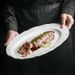 Rock Pattern Pure White Ceramic Plating Dish Oval Deep Steamed Fish Western Food Plate Hotel Tableware_maomaolike.com