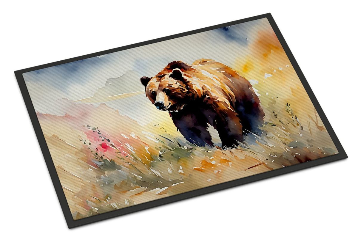 Grizzly Bear Doormat Front Door Mat Indoor Outdoor Rugs For Entryway, Non Slip Washable Low Pile, 24H X 36W_maomaolike.com